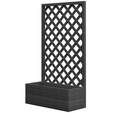 '-Outsunny Trellis Planter Box for Climbing Plants, Raised Garden Bed w/ Trellis Lattice for Outdoor Garden, Deck, Backyard, Black - Outdoor Style Company