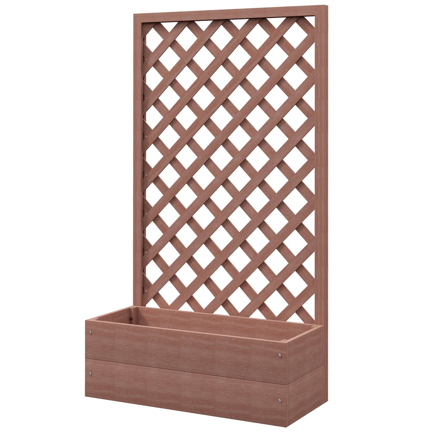 '-Outsunny Trellis Planter Box for Climbing Plants, Raised Garden Bed w/ Trellis Lattice for Outdoor Garden, Deck, Backyard, Brown - Outdoor Style Company