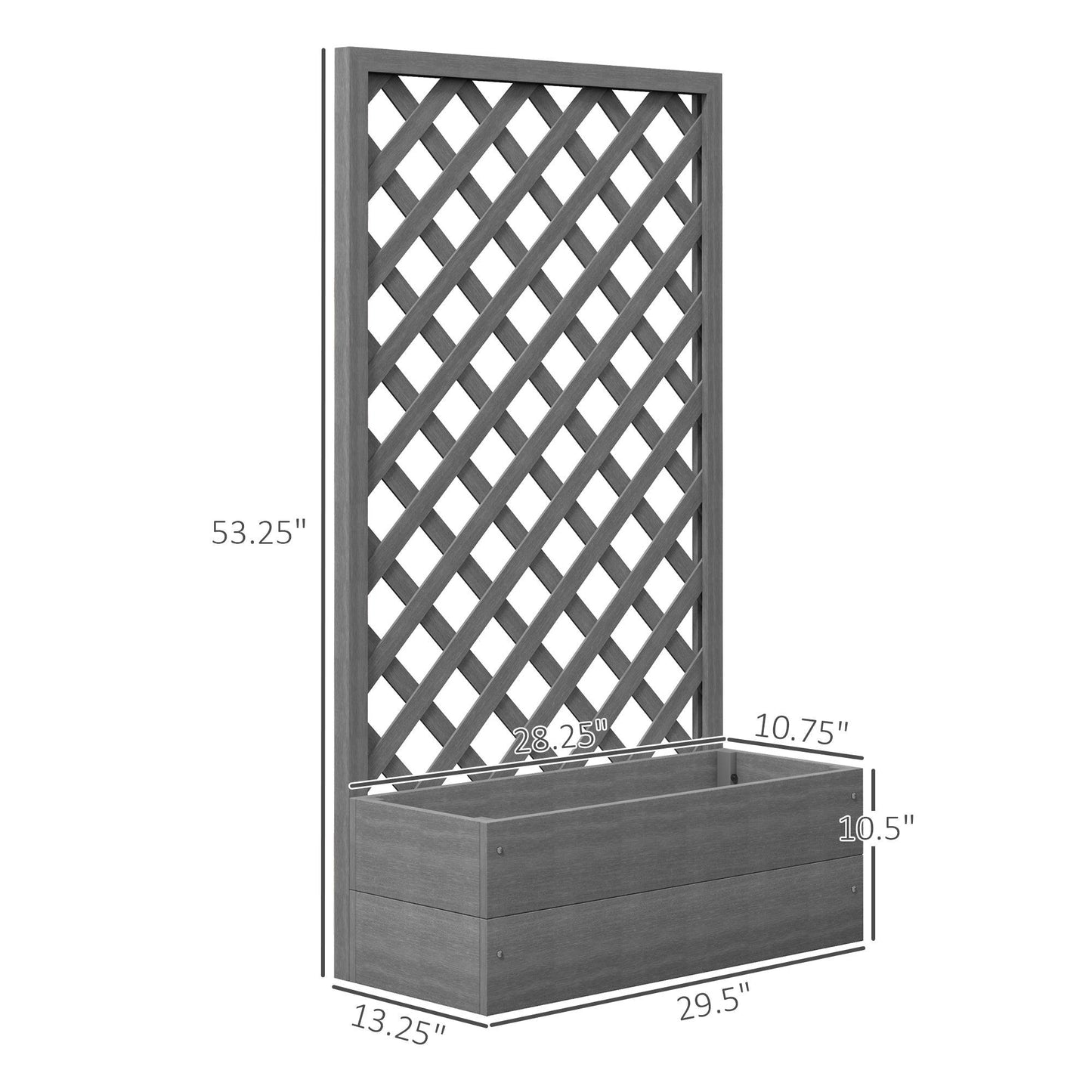 '-Outsunny Trellis Planter Box for Climbing Plants, Raised Garden Bed w/ Trellis Lattice for Outdoor Garden, Deck, Backyard, Gray - Outdoor Style Company