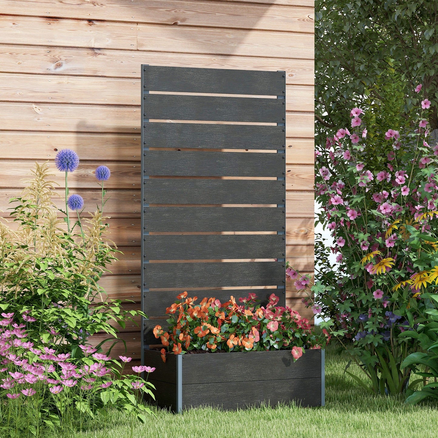 '-Outsunny Trellis Planter for Climbing Plants, Raised Garden Bed with Trellis, Planter Box for Outdoor, 28.25" x 15" x 59", Black - Outdoor Style Company