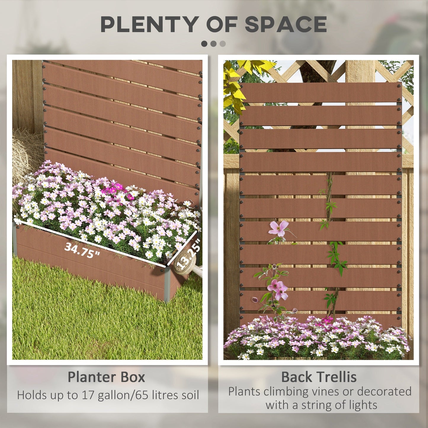 '-Outsunny Trellis Planter for Climbing Plants, Raised Garden Bed with Trellis, Planter Box for Outdoor, Garden, Light Brown - Outdoor Style Company