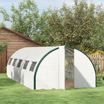 '-Outsunny Tunnel Greenhouse Walk-in Plant Warm House with 2 Hinged Doors, 10 Mesh Windows, 24.6' x 10' x 6.6', White - Outdoor Style Company