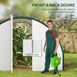 '-Outsunny Tunnel Greenhouse Walk-in Plant Warm House with 2 Hinged Doors, 10 Mesh Windows, 24.6' x 10' x 6.6', White - Outdoor Style Company