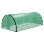 '-Outsunny Tunnel Greenhouse Walk-in Plant Warm House with 2 Hinged Doors, 8 Mesh Windows, 19.7' x 10' x 6.6', Green - Outdoor Style Company