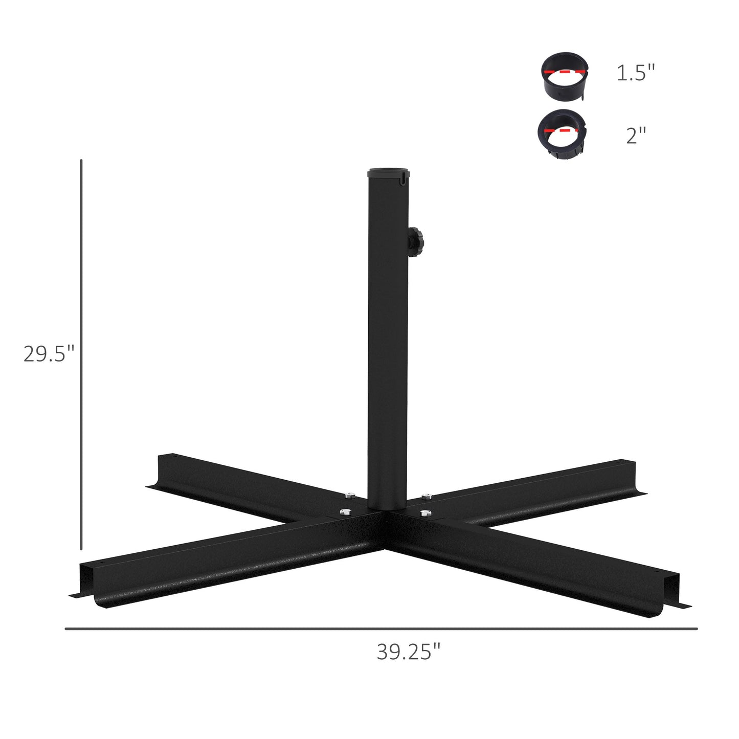 '-Outsunny Universal Cross Umbrella Base, Cross Brace Stand for Market Umbrella and Small Cantilever Umbrella, Black - Outdoor Style Company