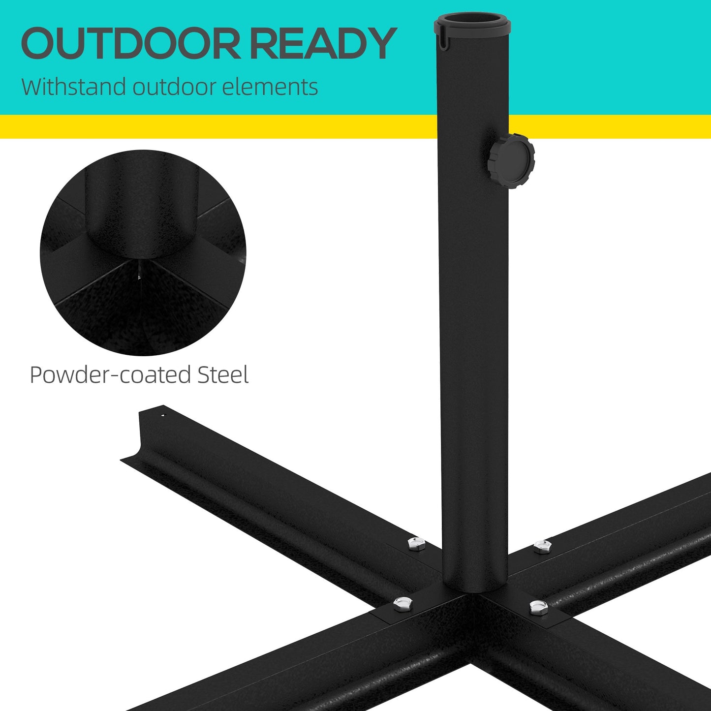 '-Outsunny Universal Cross Umbrella Base, Cross Brace Stand for Market Umbrella and Small Cantilever Umbrella, Black - Outdoor Style Company