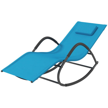 Reclining Lounge Chairs - Outsunny UV Water Resistant Rocking Chair for Sunbathing, Lawn, Garden or Pool, Light Blue - Outdoor Style Company