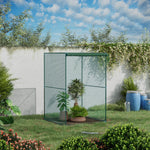 '-Outsunny Walk-in Crop Cage, Plant Protectors from Animals with Roll Up Zippered Door, 3.9' x 3.9' x 5.9', Dark Green - Outdoor Style Company