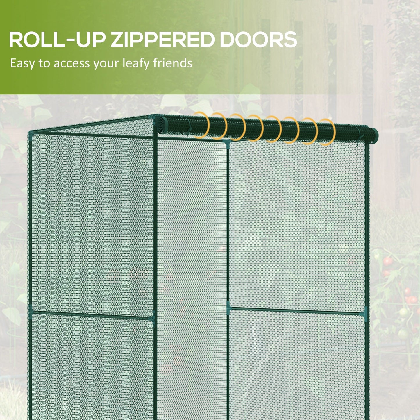 '-Outsunny Walk-in Crop Cage, Plant Protectors from Animals with Roll Up Zippered Door, 3.9' x 3.9' x 5.9', Dark Green - Outdoor Style Company