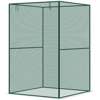 '-Outsunny Walk-in Crop Cage, Plant Protectors from Animals with Roll Up Zippered Door, 3.9' x 3.9' x 5.9', Dark Green - Outdoor Style Company