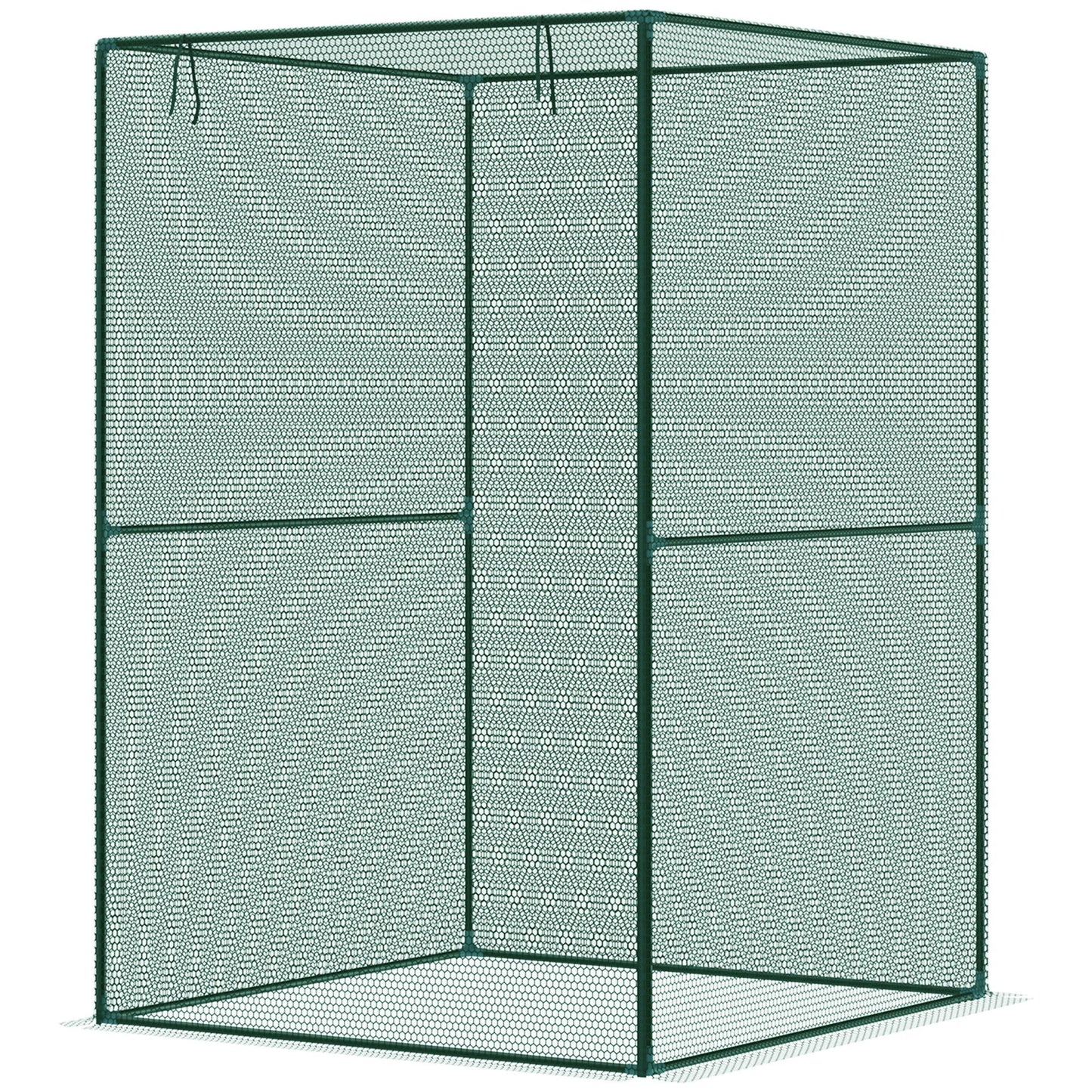 '-Outsunny Walk-in Crop Cage, Plant Protectors from Animals with Roll Up Zippered Door, 3.9' x 3.9' x 5.9', Dark Green - Outdoor Style Company