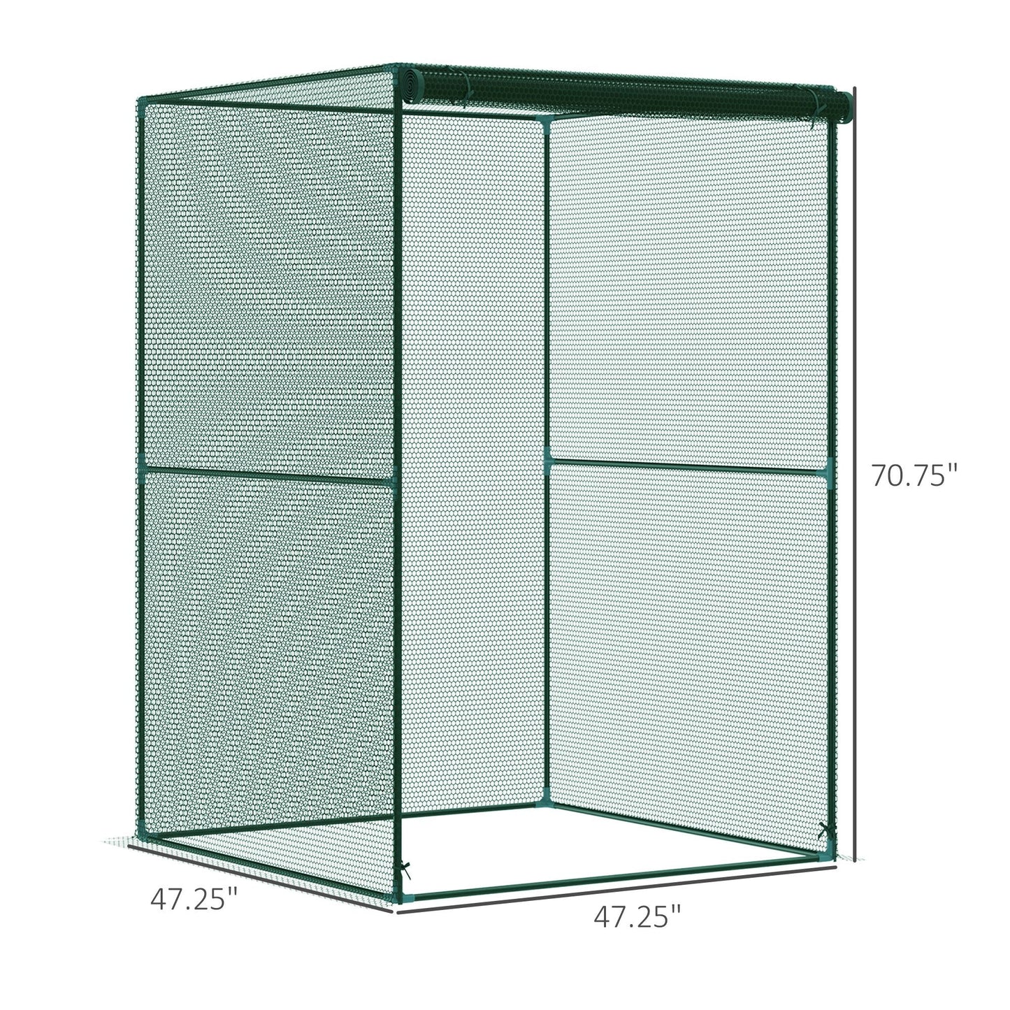 '-Outsunny Walk-in Crop Cage, Plant Protectors from Animals with Roll Up Zippered Door, 3.9' x 3.9' x 5.9', Dark Green - Outdoor Style Company