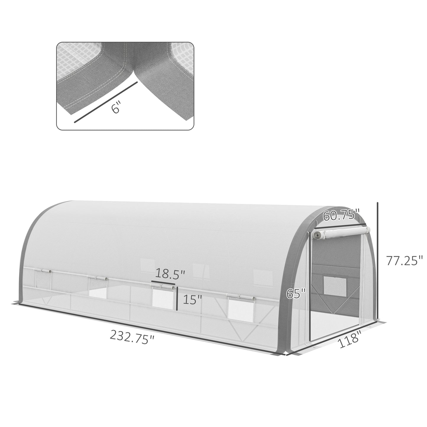 '-Outsunny Walk-in Tunnel Greenhouse with Upgraded Structure, Mesh Door and Windows, Warm Tent Plant House, White - Outdoor Style Company