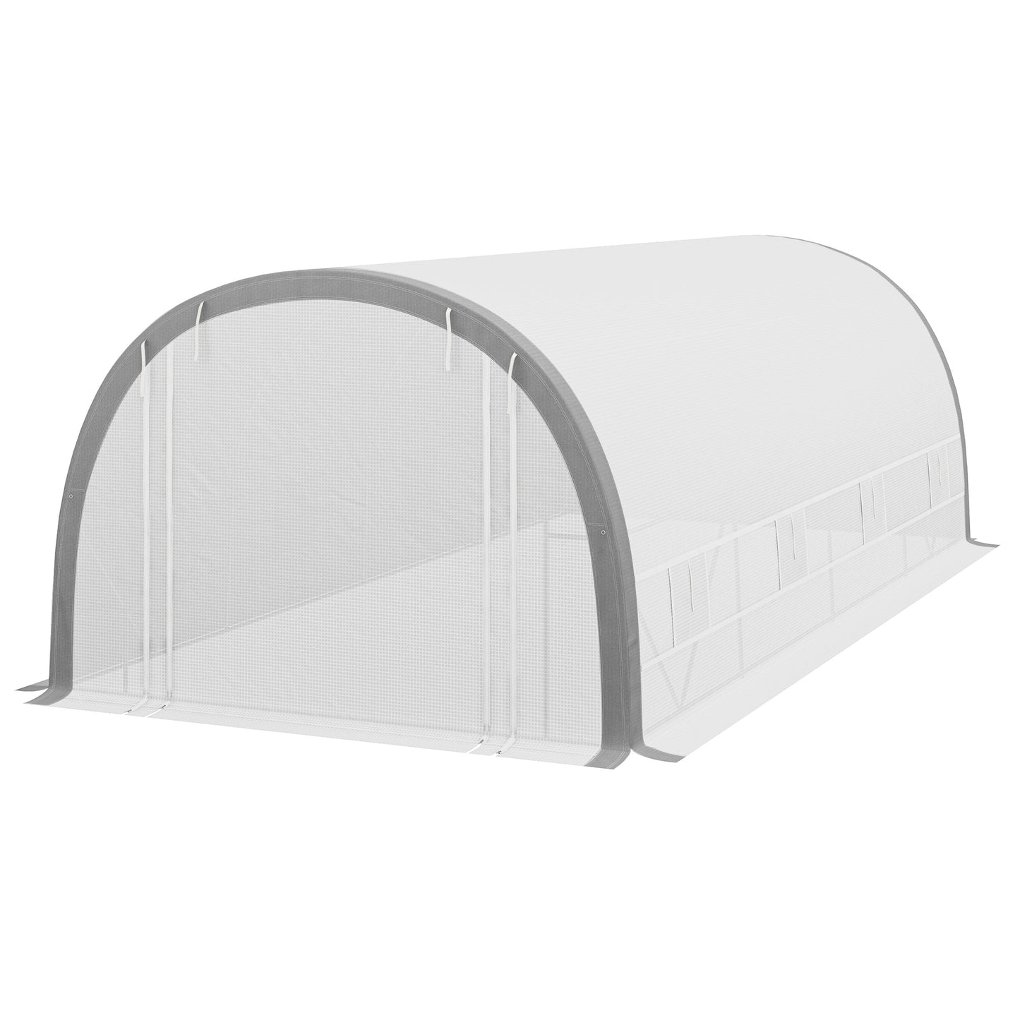 '-Outsunny Walk-in Tunnel Greenhouse with Upgraded Structure, Mesh Door and Windows, Warm Tent Plant House, White - Outdoor Style Company