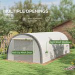 '-Outsunny Walk-in Tunnel Greenhouse with Upgraded Structure, Mesh Door and Windows, Warm Tent Plant House, White - Outdoor Style Company