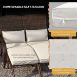 '-Outsunny Wicker Adirondack Chair, for 2 with Removable Cushions & Footrests, Patio with High-back, Wide Armrest, for Porch, Cream White | Aosom.com - Outdoor Style Company