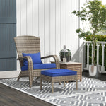 '-Outsunny Wicker Adirondack Chair, with Ottoman & Removable Cushions, Sloping Seat with Wide Armrests, for Deck, Garden, Backyard, Blue | Aosom.com - Outdoor Style Company