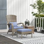 '-Outsunny Wicker Adirondack Chair, with Ottoman & Removable Cushions, Sloping Seat with Wide Armrests, for Deck, Garden, Backyard, Gray | Aosom.com - Outdoor Style Company