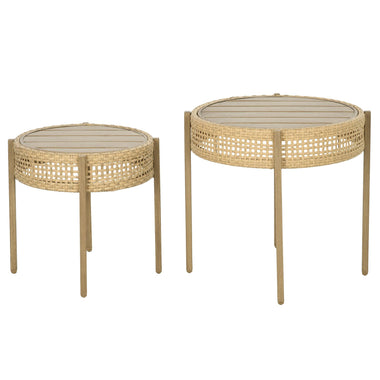 Side Tables - Outsunny Wicker Patio Table Set, Slatted Metal Top, Î¦23.2"/19.3", Brown - Outdoor Style Company