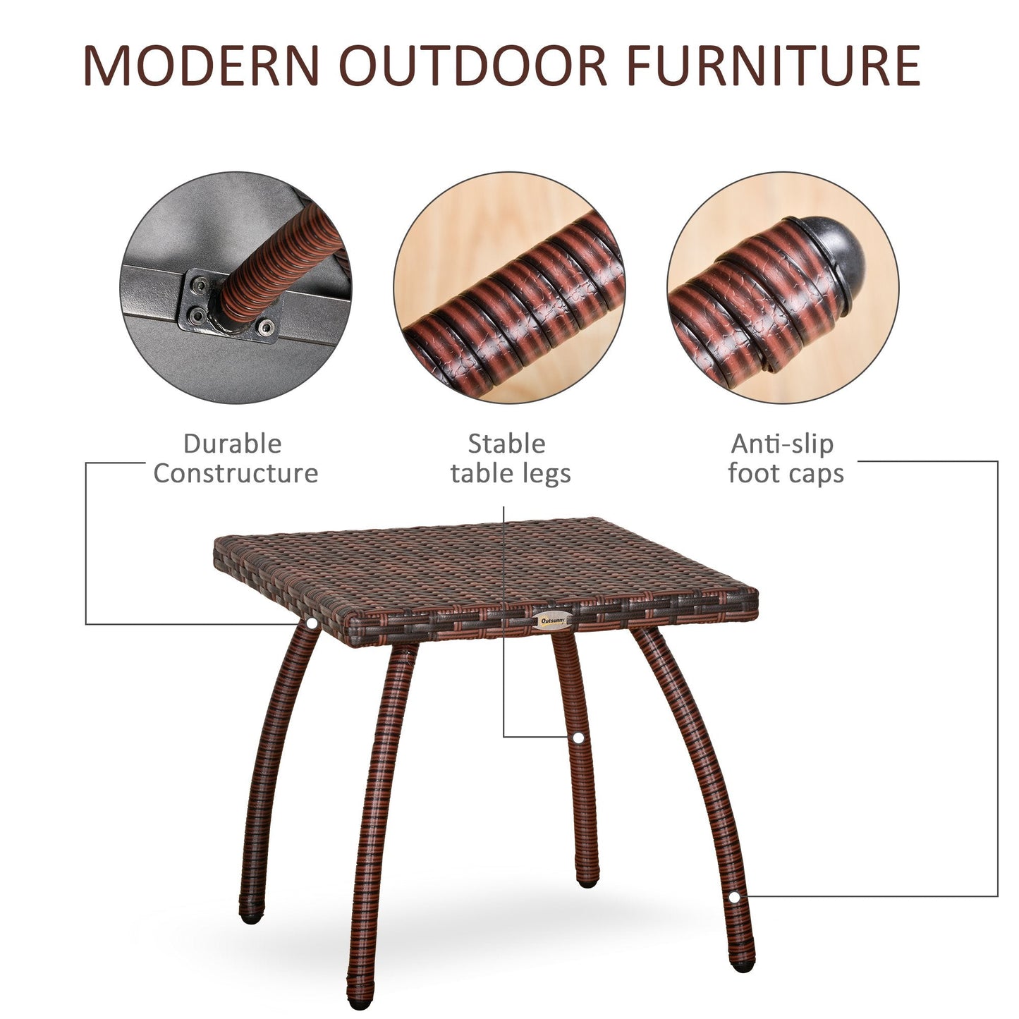 '-Outsunny Wicker Side Table, Wicker Patio Set with All-Weather Material - Outdoor Style Company