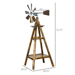 '-Outsunny Windmill Weather Vane Wind Vane with Bottom Shelf, Steel Windmill Head, Stained Wood - Outdoor Style Company