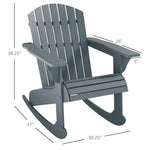 '-Outsunny Wood Adirondack Outdoor Lounge Rocking Chair Fire Pit Seating with Slatted Wooden Design, Fanned Back, Gray - Outdoor Style Company