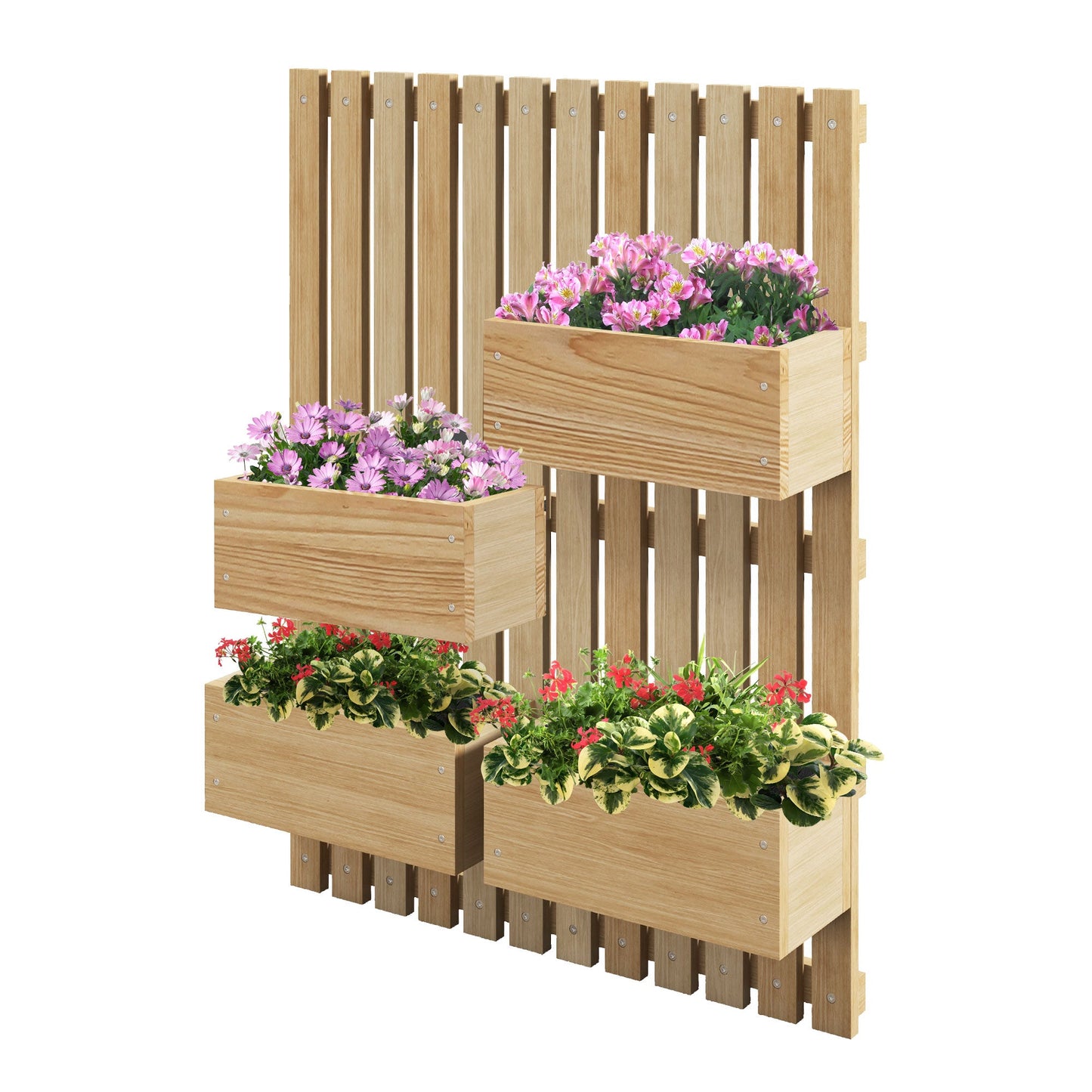 '-Outsunny Wood Planter Box with Trellis, for Climbing Plants, Wall-Mounted Outdoor Raised Garden Bed with Adjustable Height - Outdoor Style Company