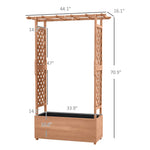 -Outsunny Wood Planter Box with Trellis, Hanging Roof for Climbing Plants, 70.75" Outdoor Raised Garden Bed with Drain Hole - Outdoor Style Company