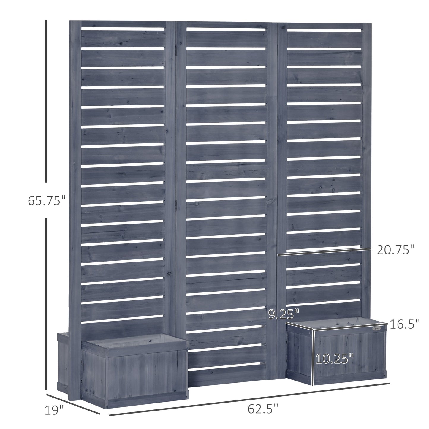 '-Outsunny Wood Privacy Screen w/ 4 Planter Box, Raised Bed w/ 3 Panels & Drainage Holes - Outdoor Style Company