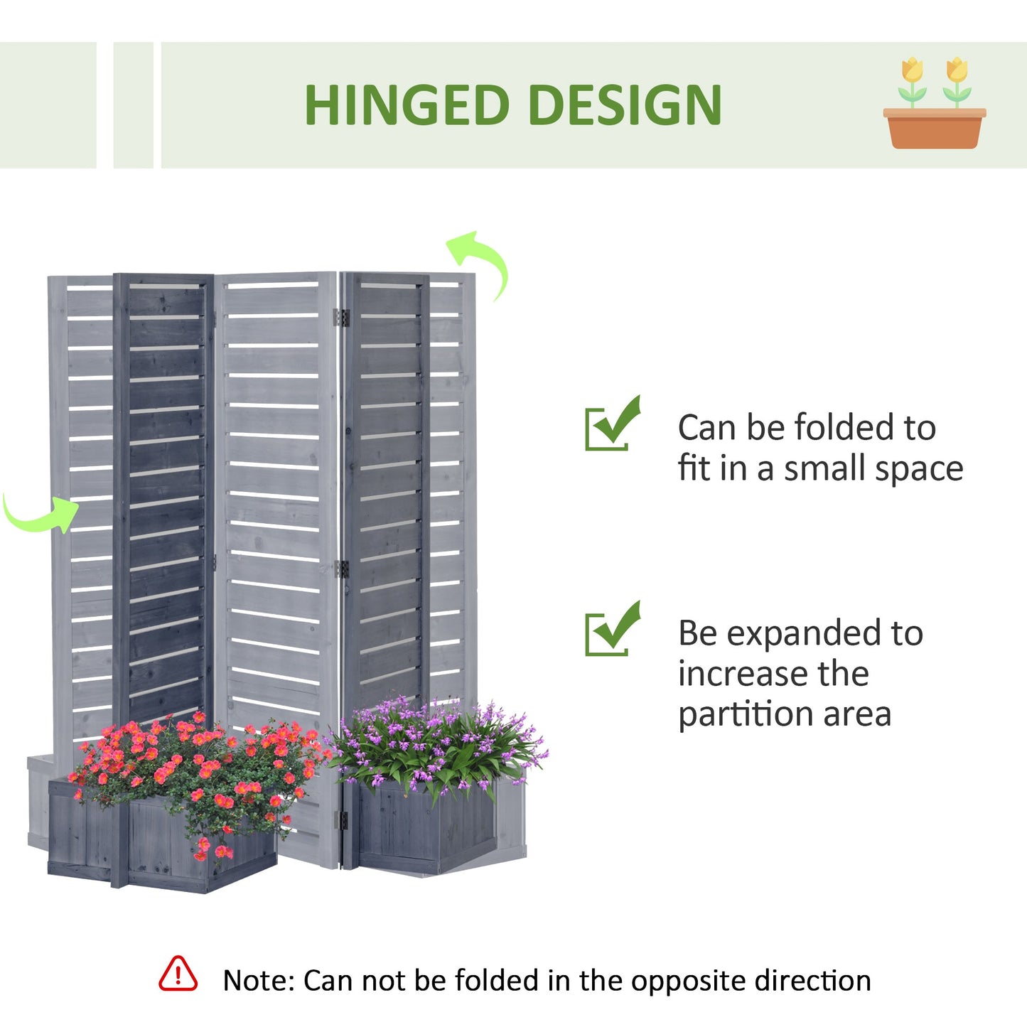 '-Outsunny Wood Privacy Screen w/ 4 Planter Box, Raised Bed w/ 3 Panels & Drainage Holes - Outdoor Style Company