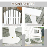 '-Outsunny Wooden Adirondack Rocking Chair Outdoor Lounge Chair Fire Pit Seating with Slatted Wooden Design, Fanned Back, White - Outdoor Style Company