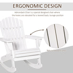 '-Outsunny Wooden Adirondack Rocking Chair Outdoor Lounge Chair Fire Pit Seating with Slatted Wooden Design, Fanned Back, White - Outdoor Style Company