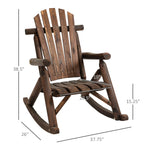 '-Outsunny Wooden Adirondack Rocking Chair, Outdoor Rustic Log Rocker with Slatted Design for Patio, Carbonized - Outdoor Style Company