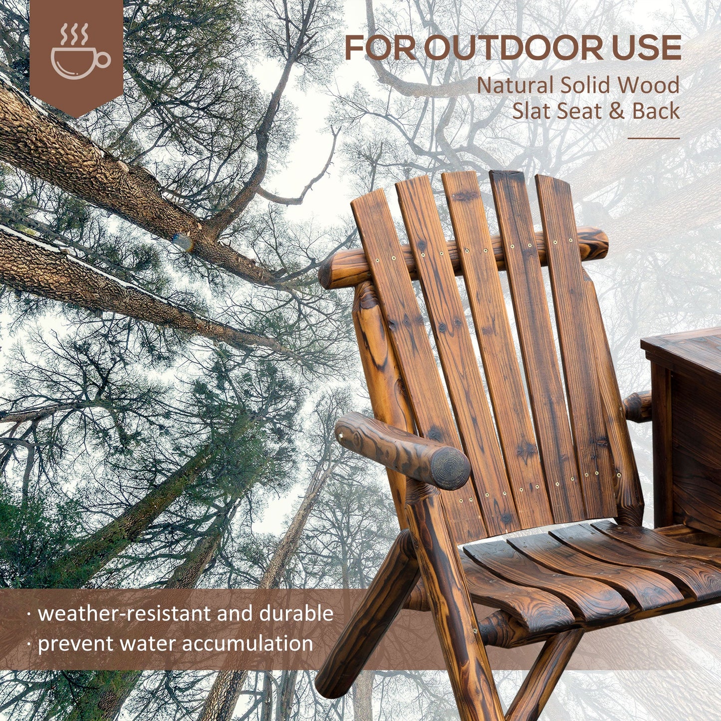 '-Outsunny Wooden Double Adirondack Chair Loveseat with Inset Ice Bucket, Rustic Aesethic, & Weather-Resistant Materials - Outdoor Style Company