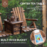 '-Outsunny Wooden Double Adirondack Chair Loveseat with Inset Ice Bucket, Rustic Aesethic, & Weather-Resistant Materials - Outdoor Style Company