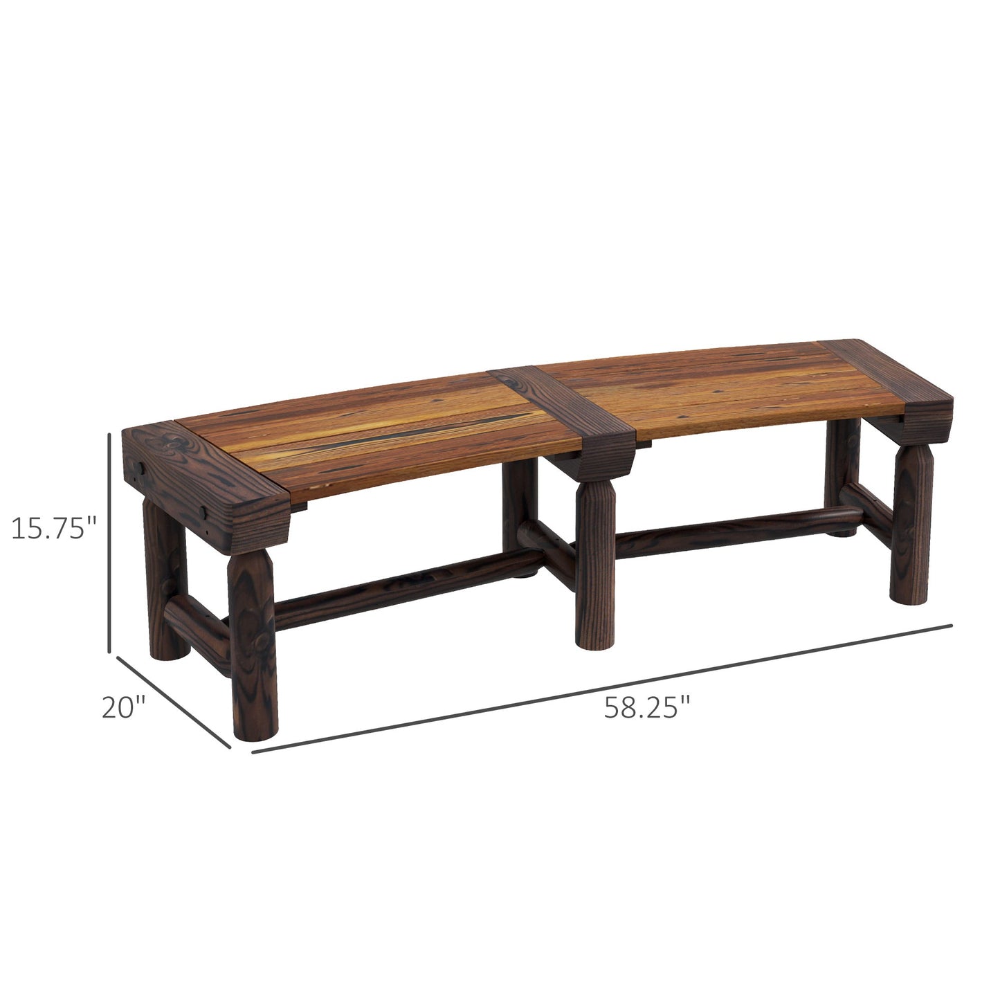 '-Outsunny Wooden Garden Bench, Semicircular Round Outdoor Tree Bench, Wrap Around Park Bench for Yard, Patio, Deck, Lawn, Brown - Outdoor Style Company