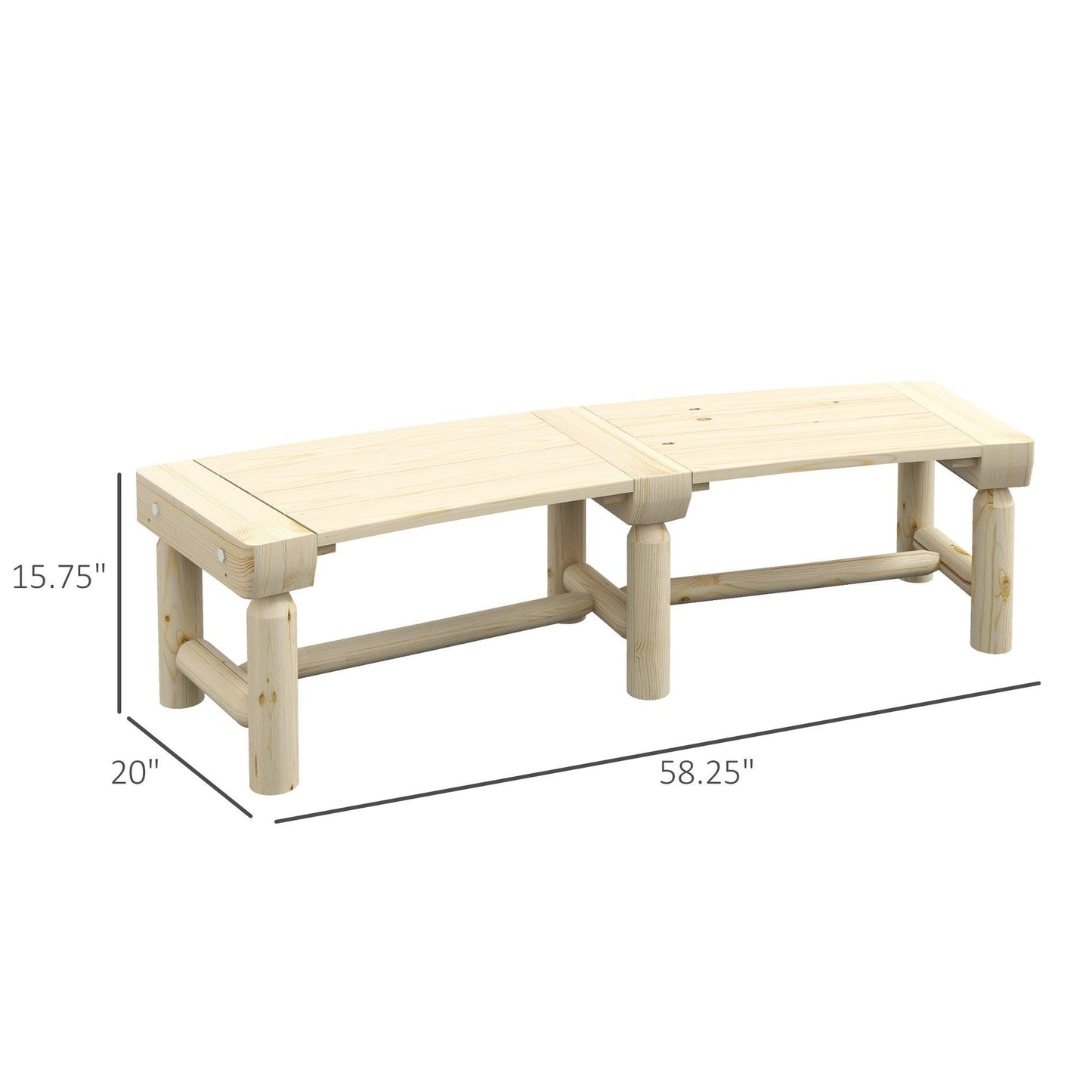 '-Outsunny Wooden Garden Bench, Semicircular Round Outdoor Tree Bench, Wrap Around Park Bench for Yard, Patio, Deck, Lawn, Natural - Outdoor Style Company