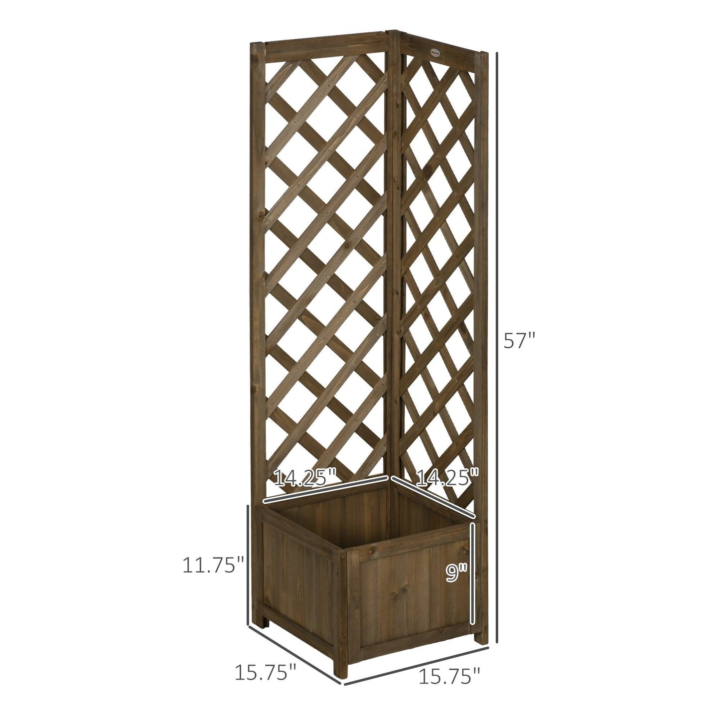 Side Tables - Outsunny Wooden Raised Garden Bed, Planter with Trellis for Vine Climbing and Vegetables, Herbs and Flowers Growing, Carbonized - Outdoor Style Company