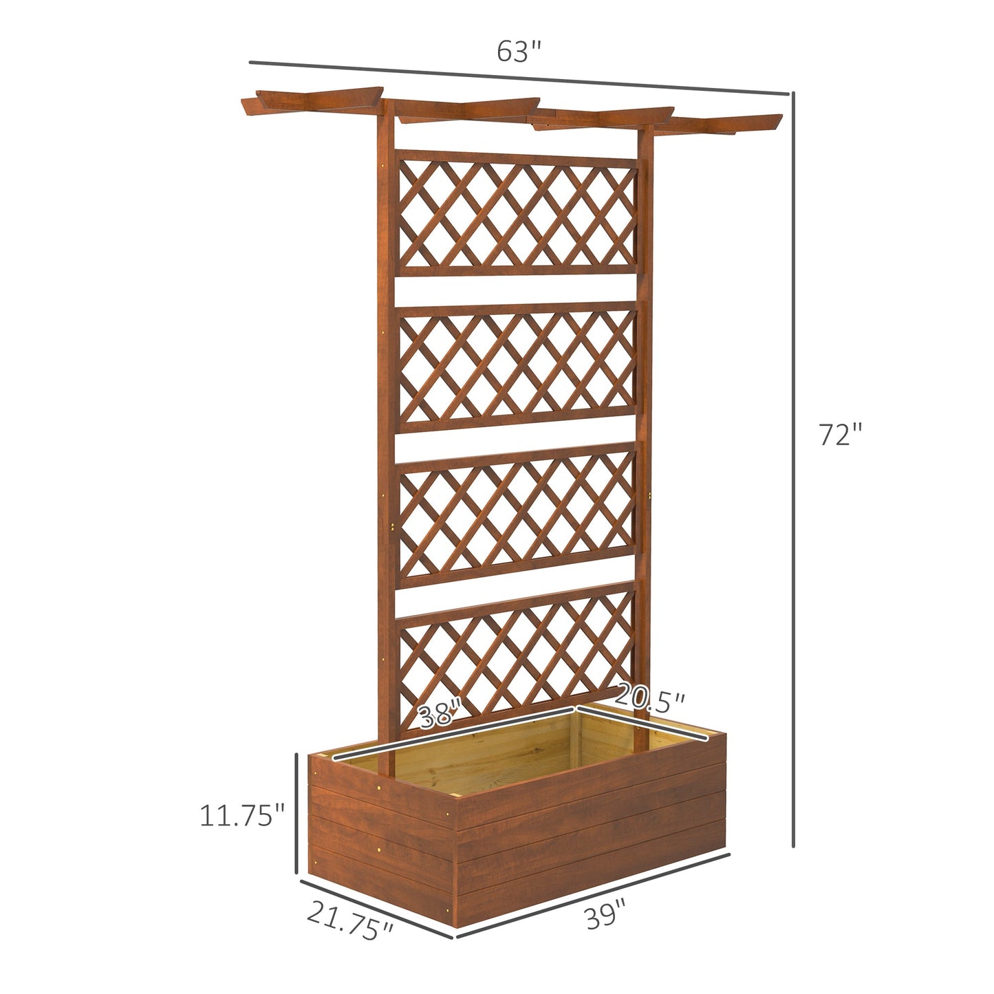 '-Outsunny Wooden Trellis Planter Box, Raised Garden Bed to Grow Vegetables, Herbs and Flowers - Outdoor Style Company