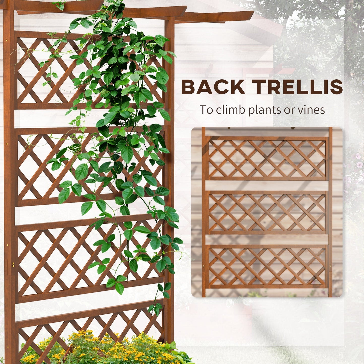 '-Outsunny Wooden Trellis Planter Box, Raised Garden Bed to Grow Vegetables, Herbs and Flowers - Outdoor Style Company