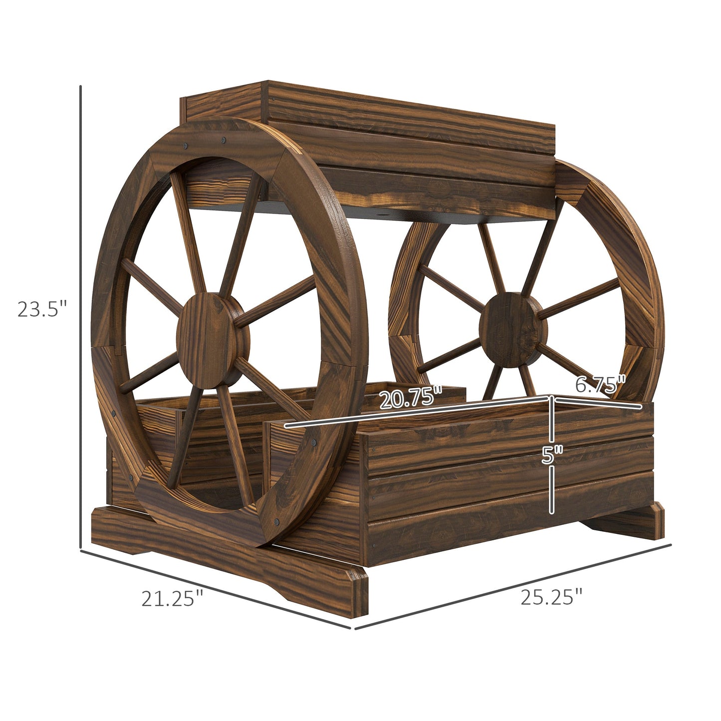 '-Outsunny Wooden Wagon Planter Box, 3-Tier Raised Garden Bed, for Vegetables Flowers Herbs, 25" x 21" x 24" - Outdoor Style Company