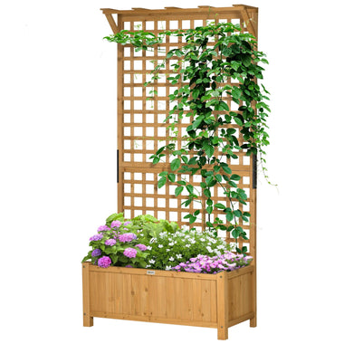 Floor Planters - OutsunnyWood Planter with Trellis for Vine Climbing, Raised Garden Bed, Privacy Screen for Backyard, Patio, Yellow - Outdoor Style Company