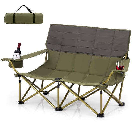  - Oversized Camping Chair Folding Loveseat Camping Couch with Cup Holders & Thick Padding - Outdoor Style Company