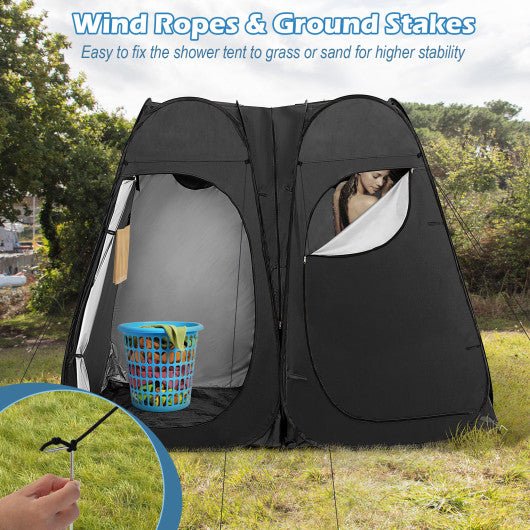  - Oversized Pop Up Shower Tent with Window Floor and Storage Pocket - Outdoor Style Company