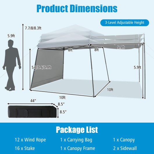  - Patio 10x10FT Instant Pop - up Canopy Folding Tent with Sidewalls and Awnings Outdoor - Gray - Outdoor Style Company