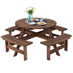  - Patio 8 Seat Wood Picnic Dining Seat Bench Set - Outdoor Style Company