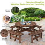  - Patio 8 Seat Wood Picnic Dining Seat Bench Set - Outdoor Style Company