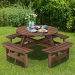  - Patio 8 Seat Wood Picnic Dining Seat Bench Set - Outdoor Style Company