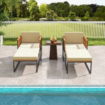  - Patio Acacia Wood Armchair with Long Ottoman and Seat Back Cushions - Outdoor Style Company