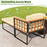  - Patio Acacia Wood Armchair with Long Ottoman and Seat Back Cushions - Outdoor Style Company